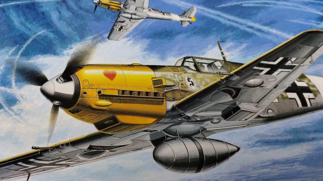 Messerschmitt Bf-109 E-4/7 TROP Tamiya zawartość pudełka