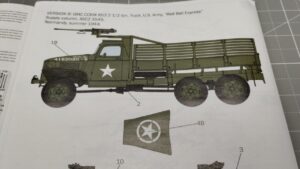 Oznaczenia kalkomanii w instrukcji GMC 6x6 Italeri