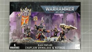 Przód pudełka Chaplain Grimaldus & Retinue